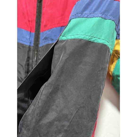 Vintage 80s/90s Robert Stock Silk Jacket Size M Quilted Retro Color Block Bomber - Picture 5 of 11